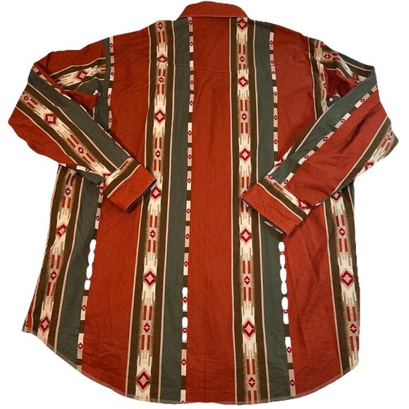 Wrangler Western Shirt Mens Size XXXL Pearl Snap Aztec Southwestern Long-Sleeve - Picture 11 of 14
